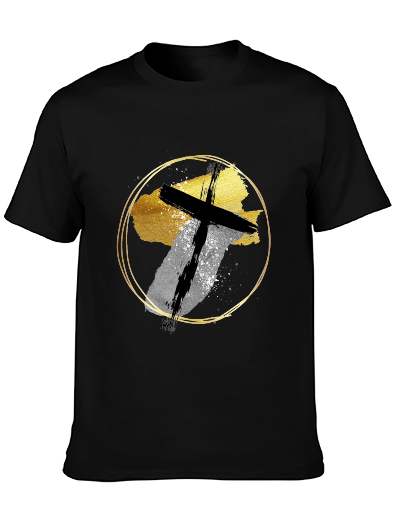 Abstract Cross Graphic Print Black T-Shirt