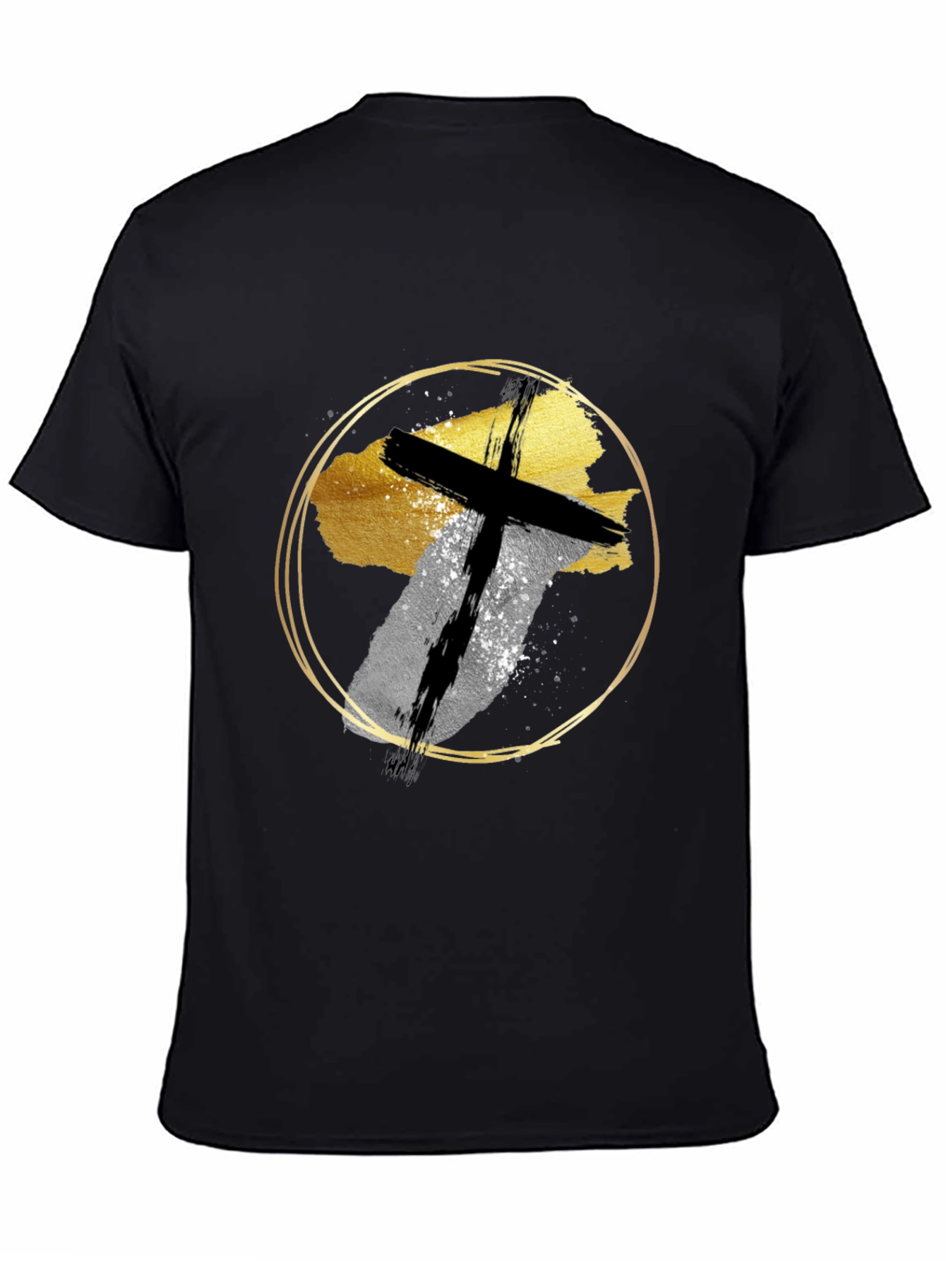 Abstract Cross Graphic Print Black T-Shirt