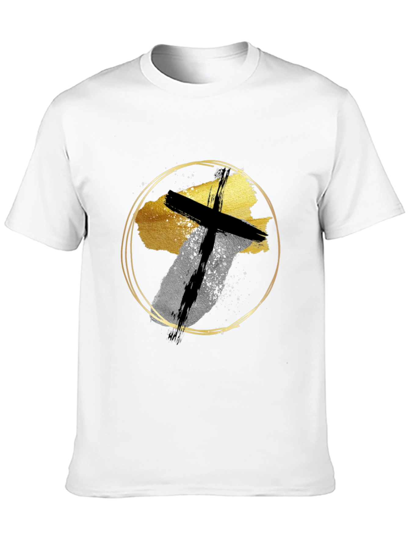 Abstract Cross Graphic Print Black T-Shirt