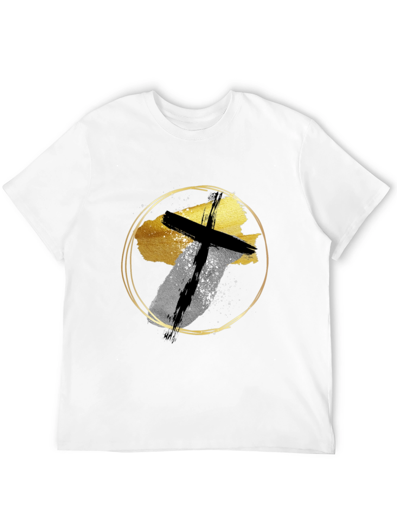 Abstract Cross Graphic Print Black T-Shirt