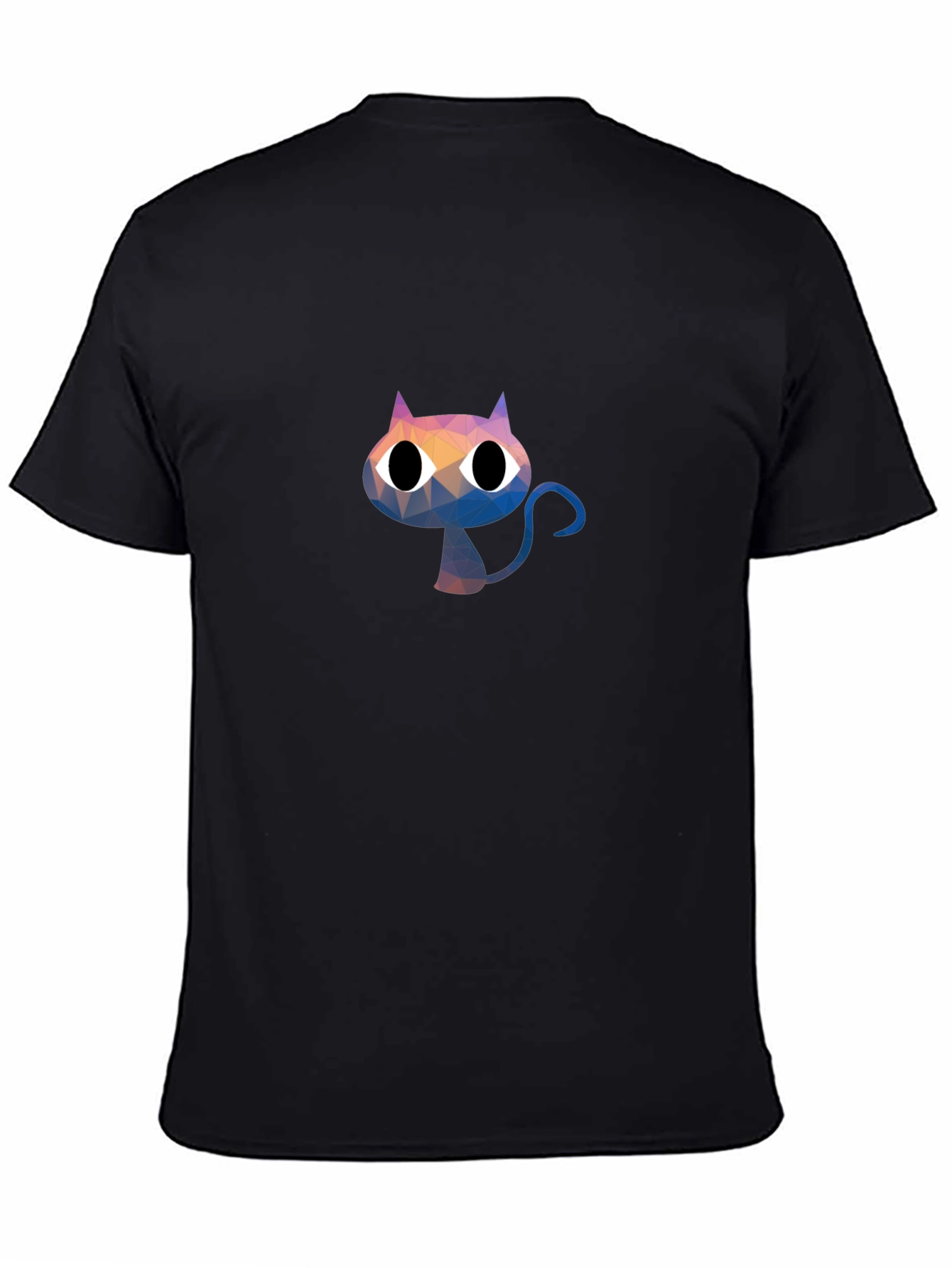 Abstract Cat Graphic Print Black T-Shirt