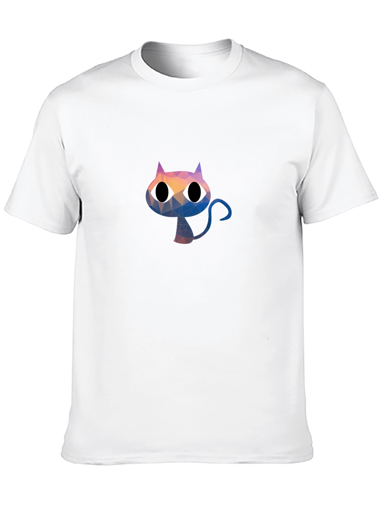 Abstract Cat Graphic Print Black T-Shirt