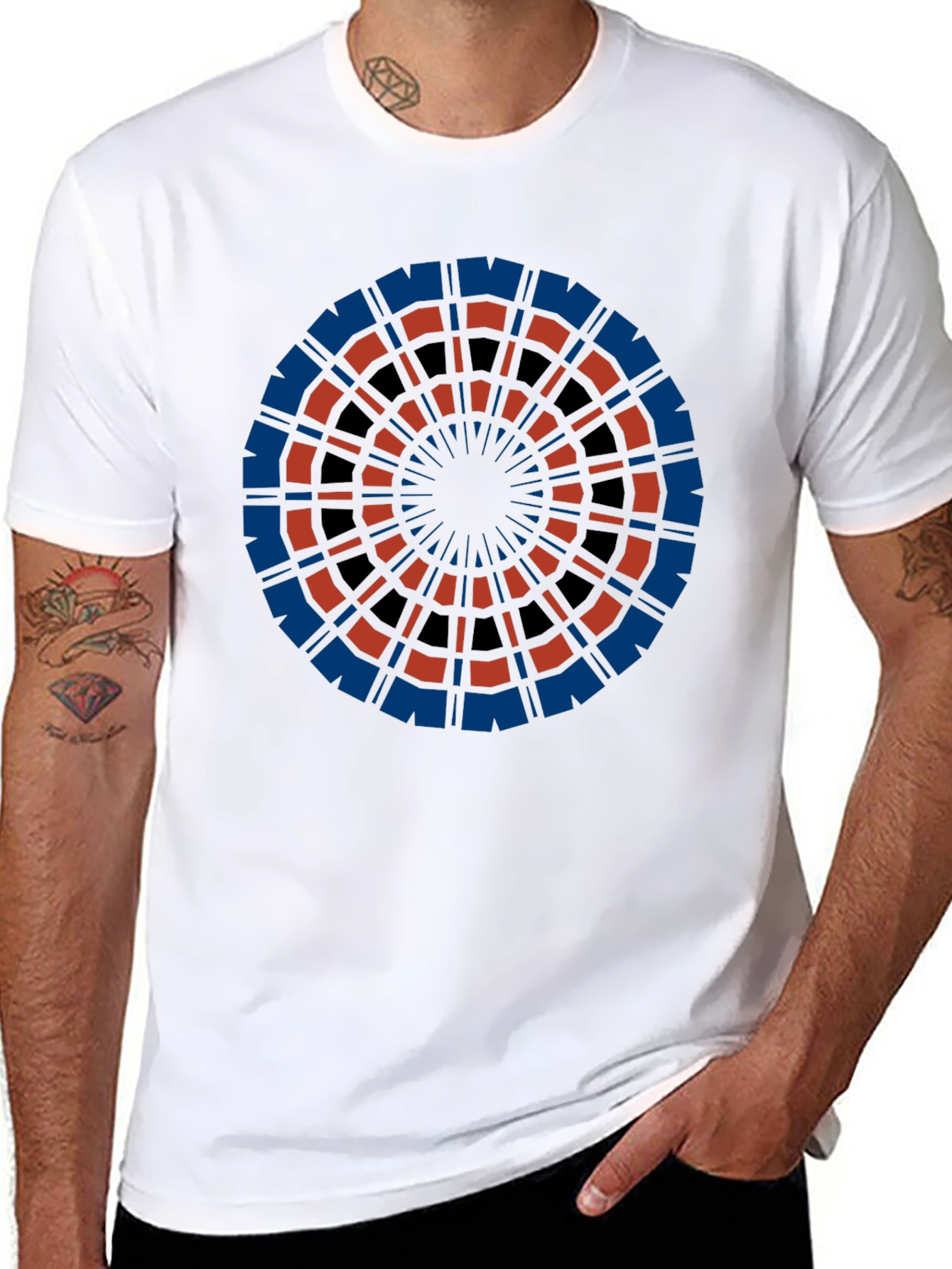 Abstract Geometric Circle Graphic Tee - Black