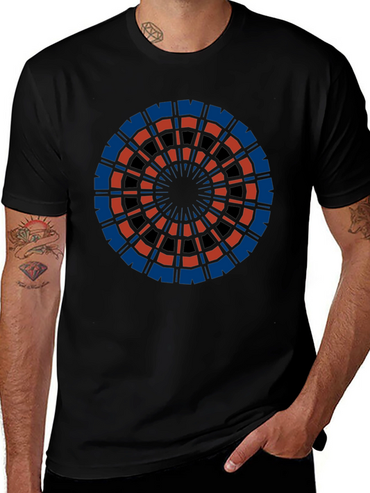 Abstract Geometric Circle Graphic Tee - Black