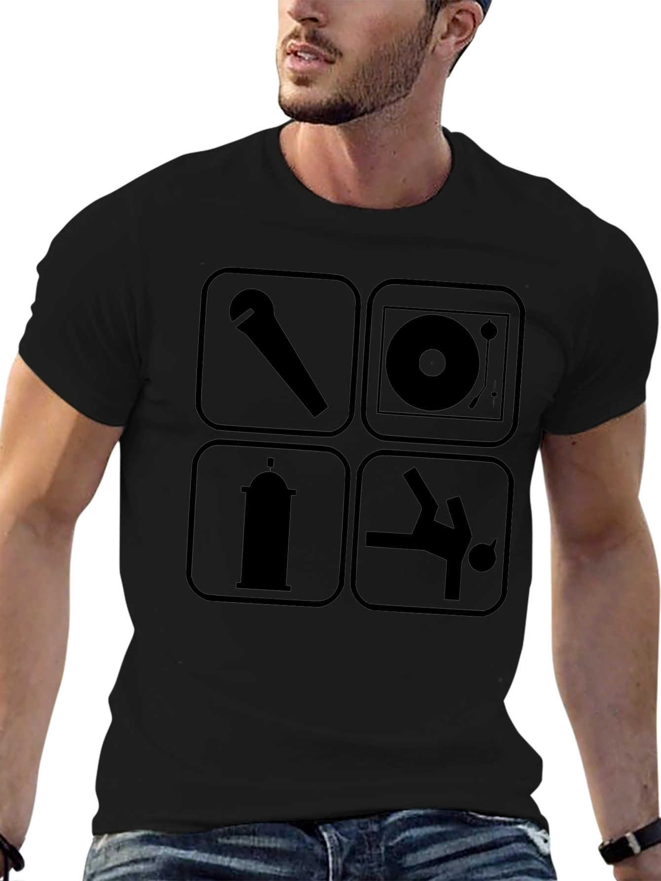 Hip Hop Culture Icons Black T-Shirt