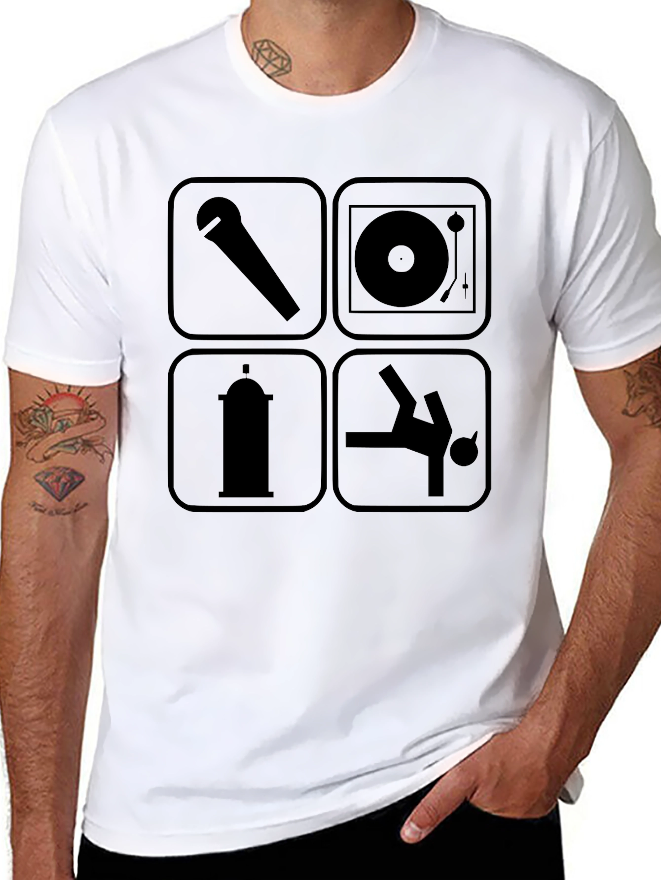 Hip Hop Culture Icons Black T-Shirt