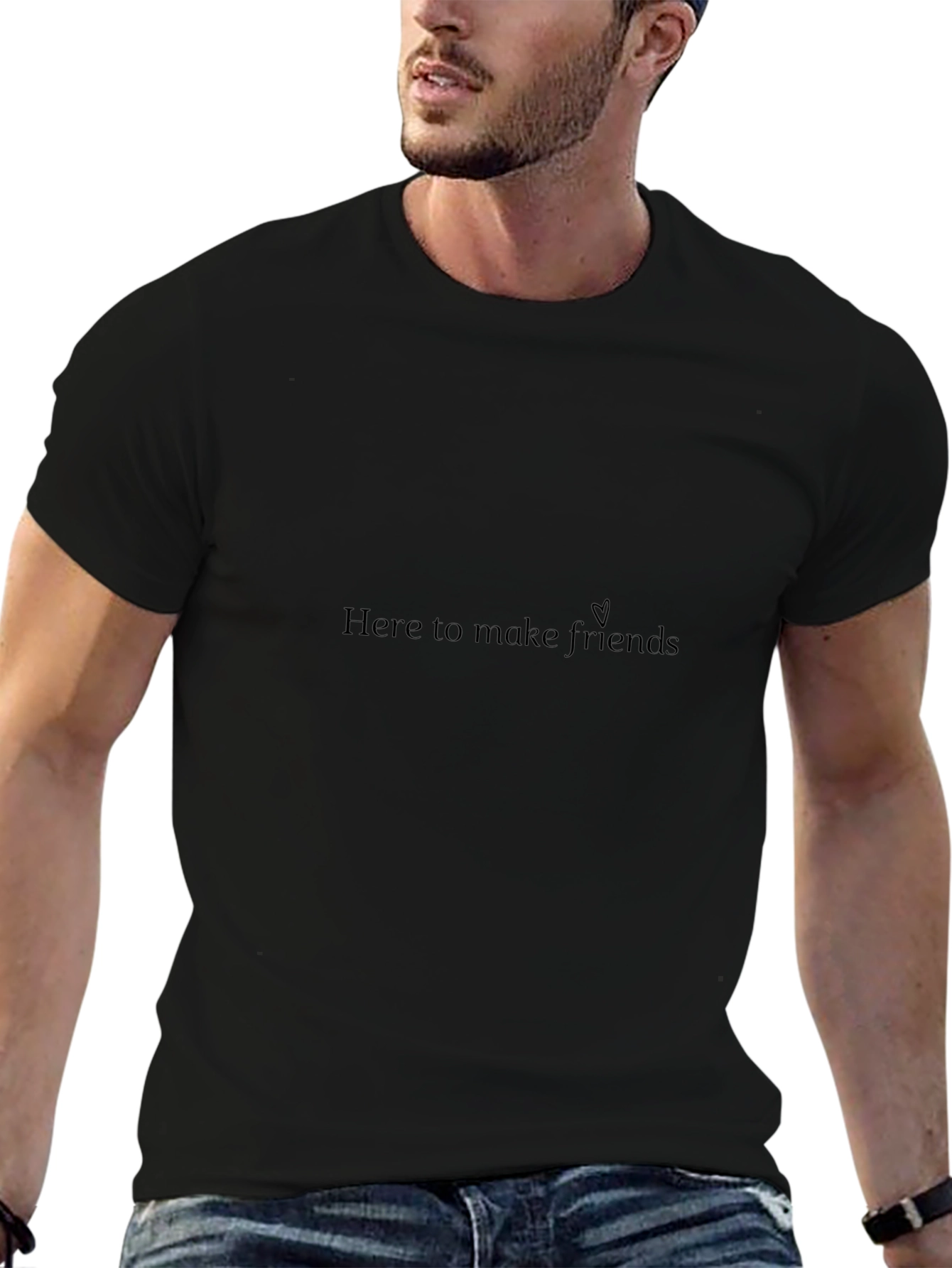 Here to Make Friends Black T-Shirt