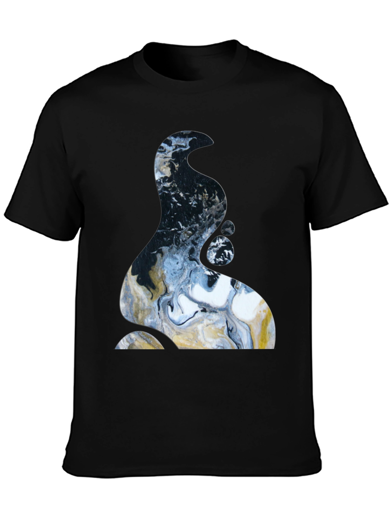 Abstract Art Tee: Modern Graphic Print Black T-Shirt