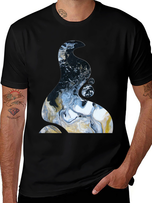 Abstract Art Tee: Modern Graphic Print Black T-Shirt