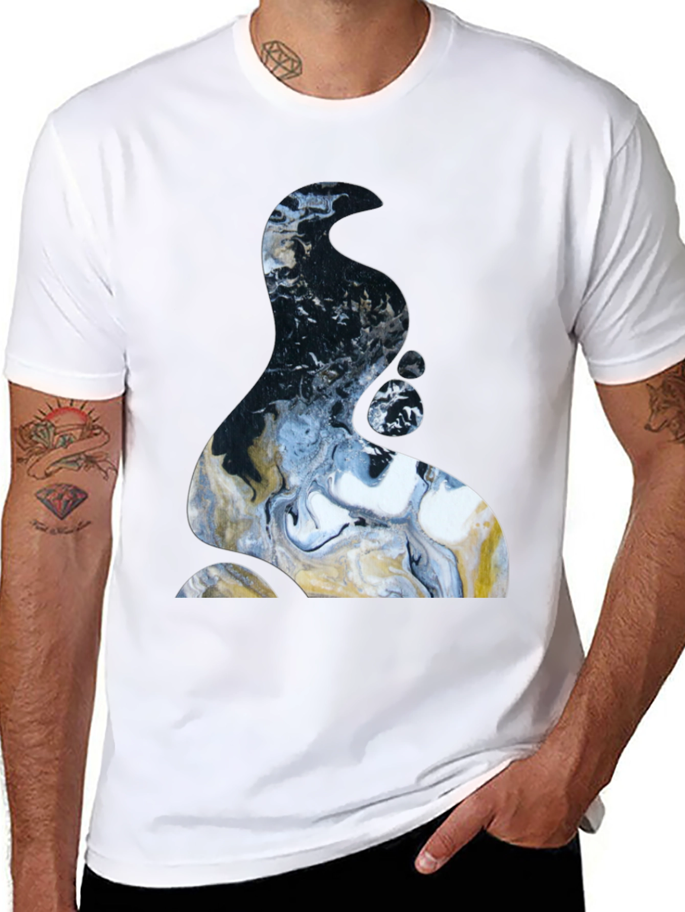 Abstract Art Tee: Modern Graphic Print Black T-Shirt