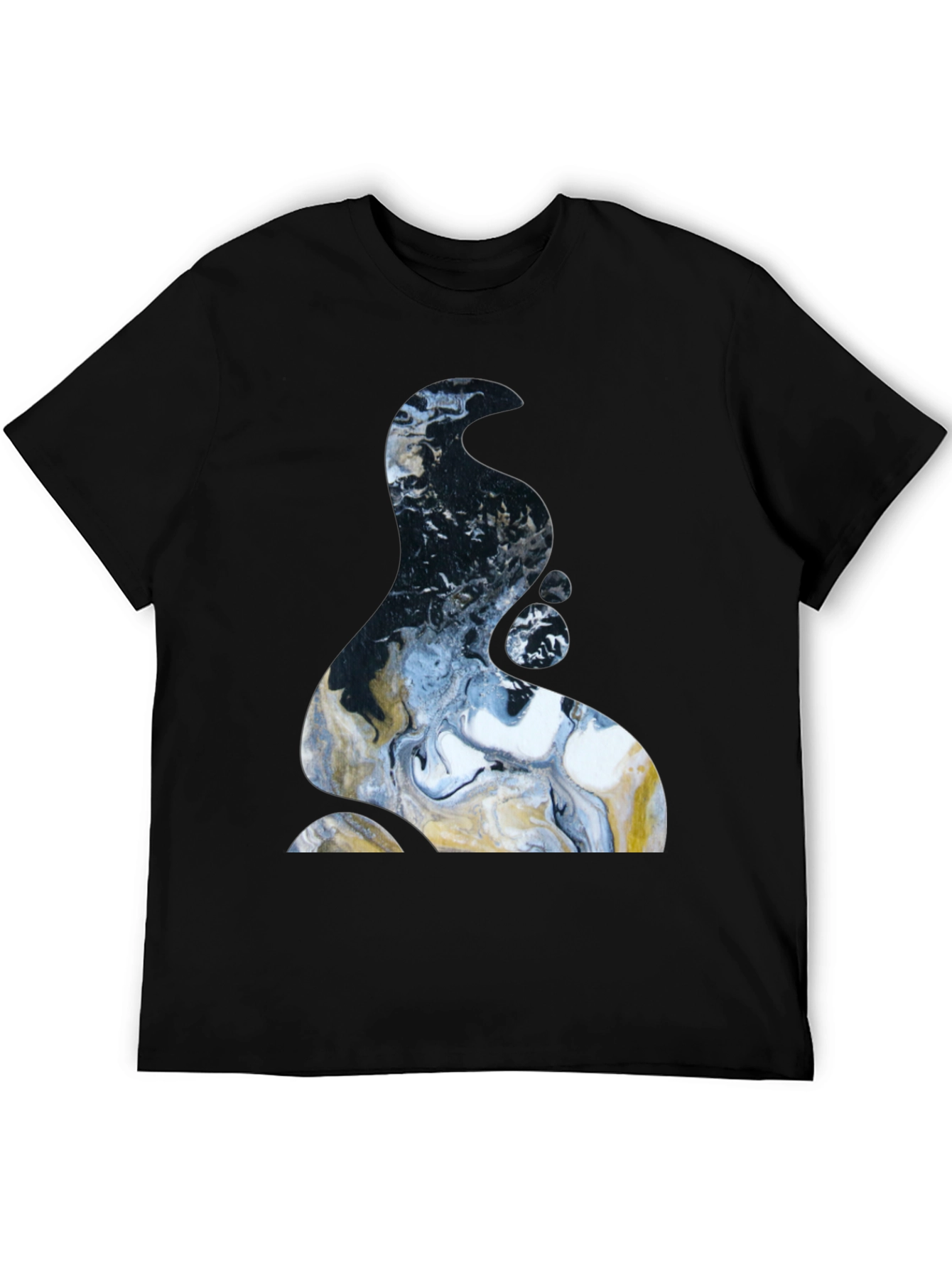 Abstract Art Tee: Modern Graphic Print Black T-Shirt