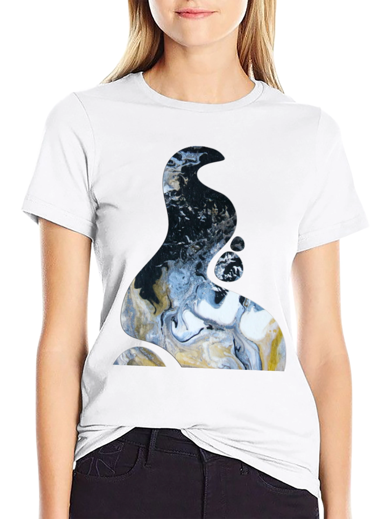 Abstract Art Tee: Modern Graphic Print Black T-Shirt