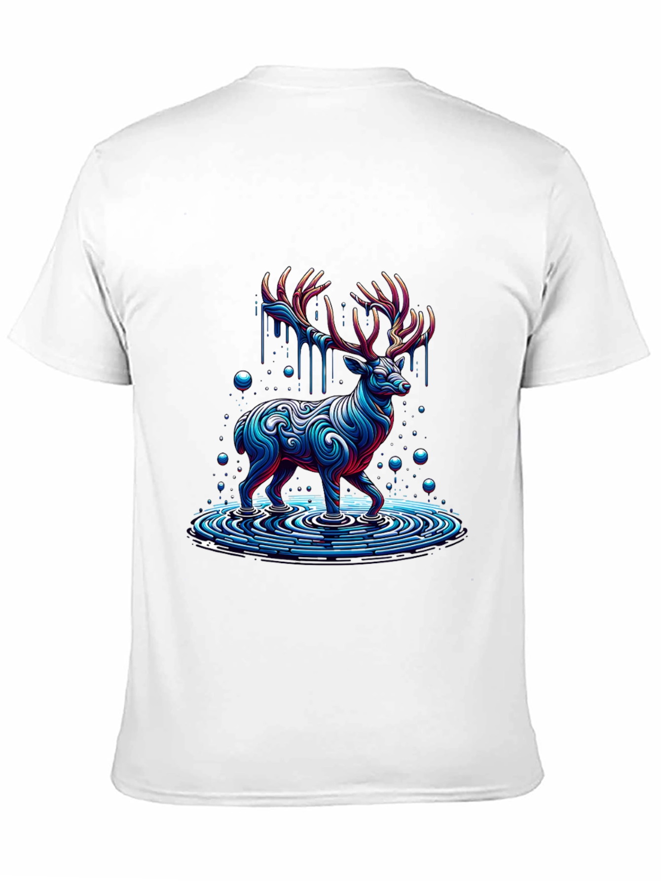 Abstract Deer Graphic Print Black T-Shirt