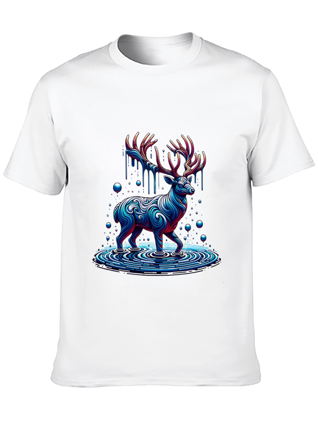 Abstract Deer Graphic Print Black T-Shirt