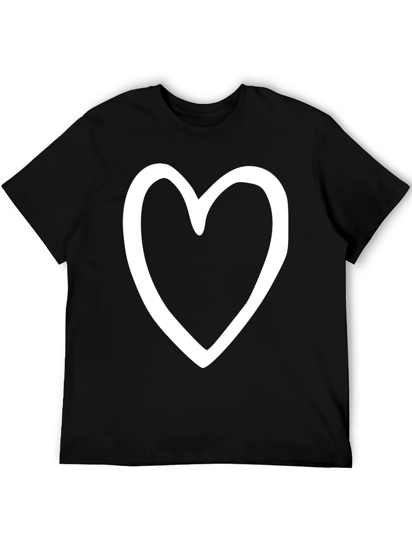 Heart Outline Graphic Print Black T-Shirt