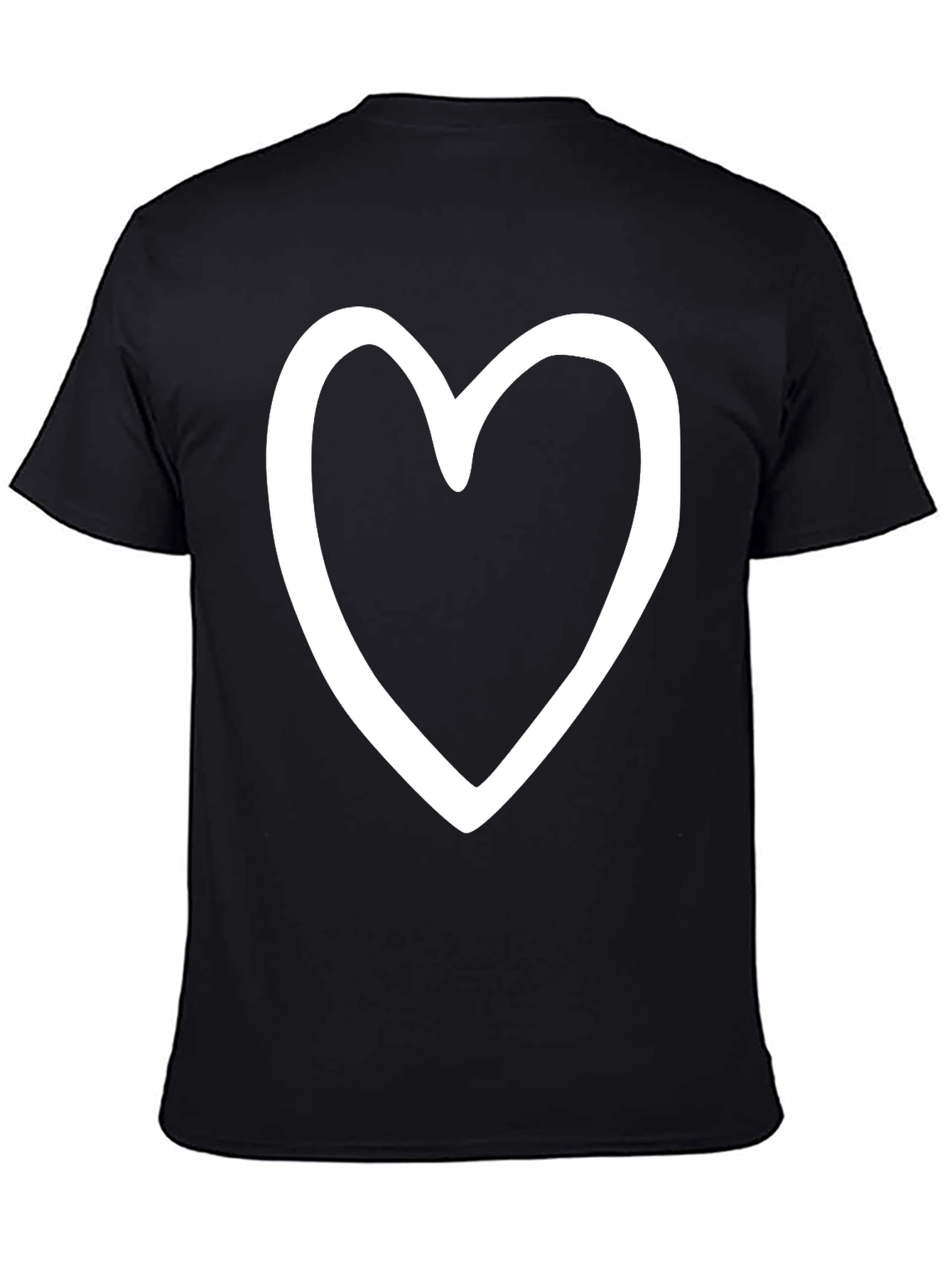 Heart Outline Graphic Print Black T-Shirt