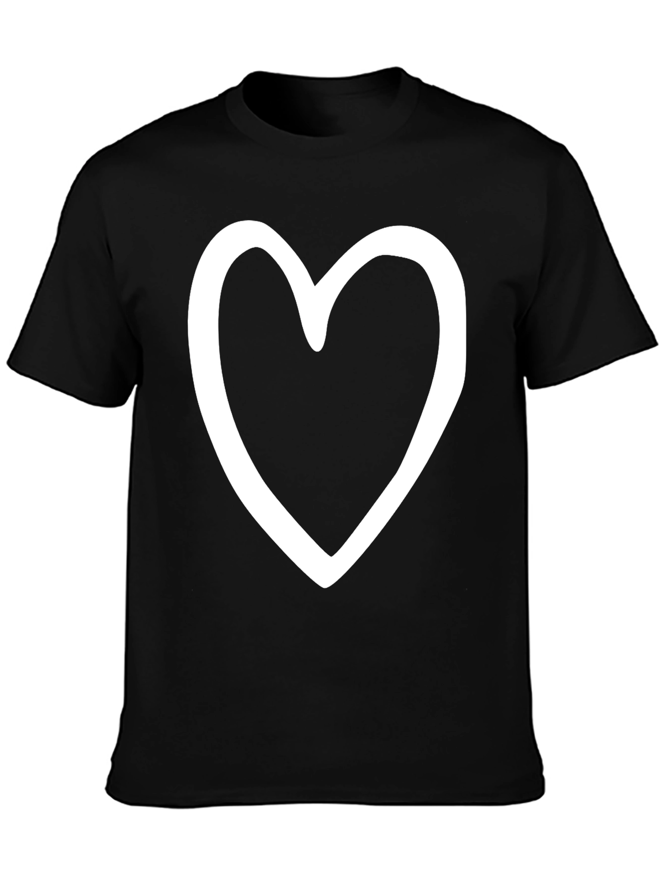Heart Outline Graphic Print Black T-Shirt