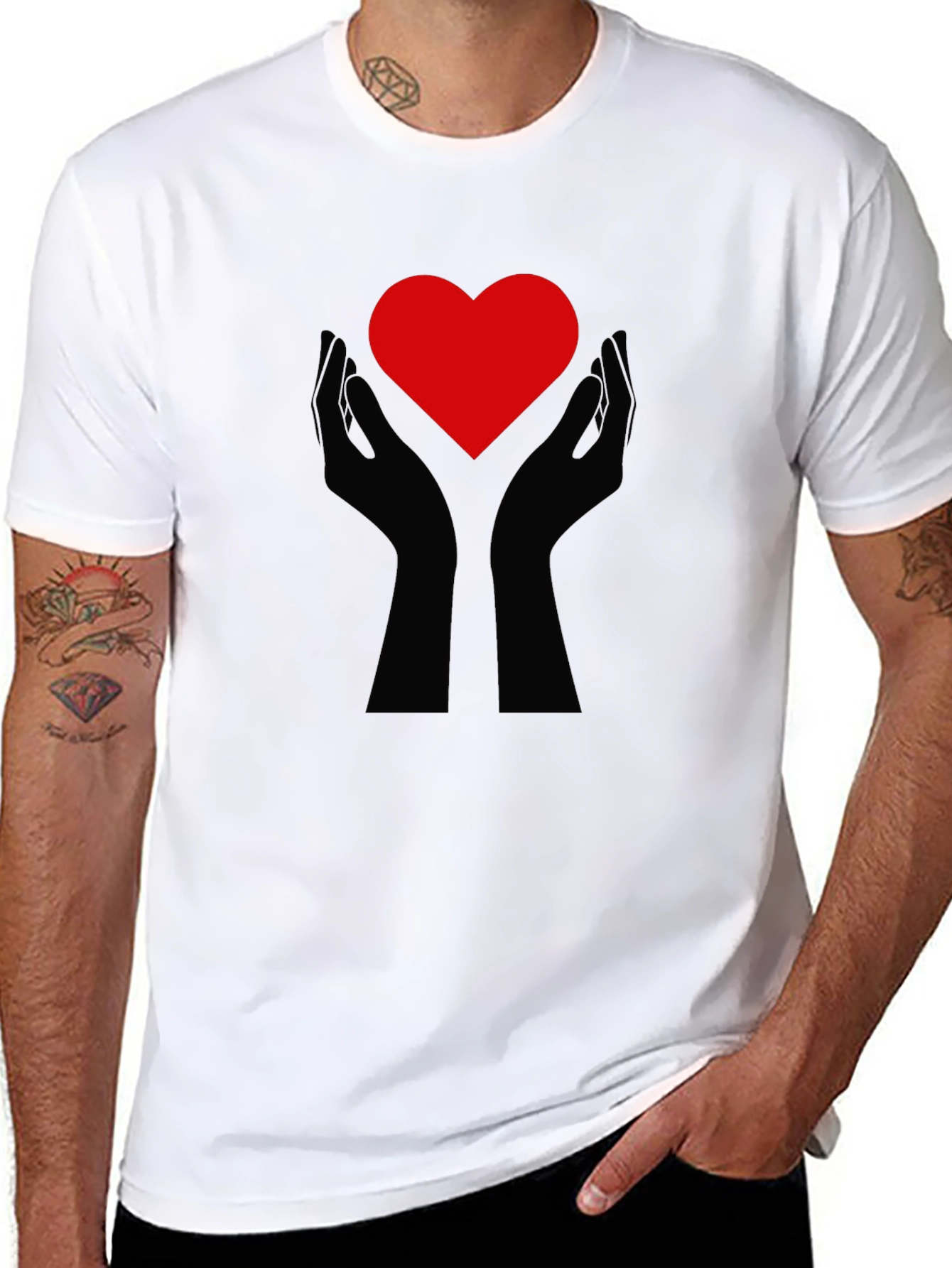 Heart Hands Graphic Tee - Black Cotton Comfort