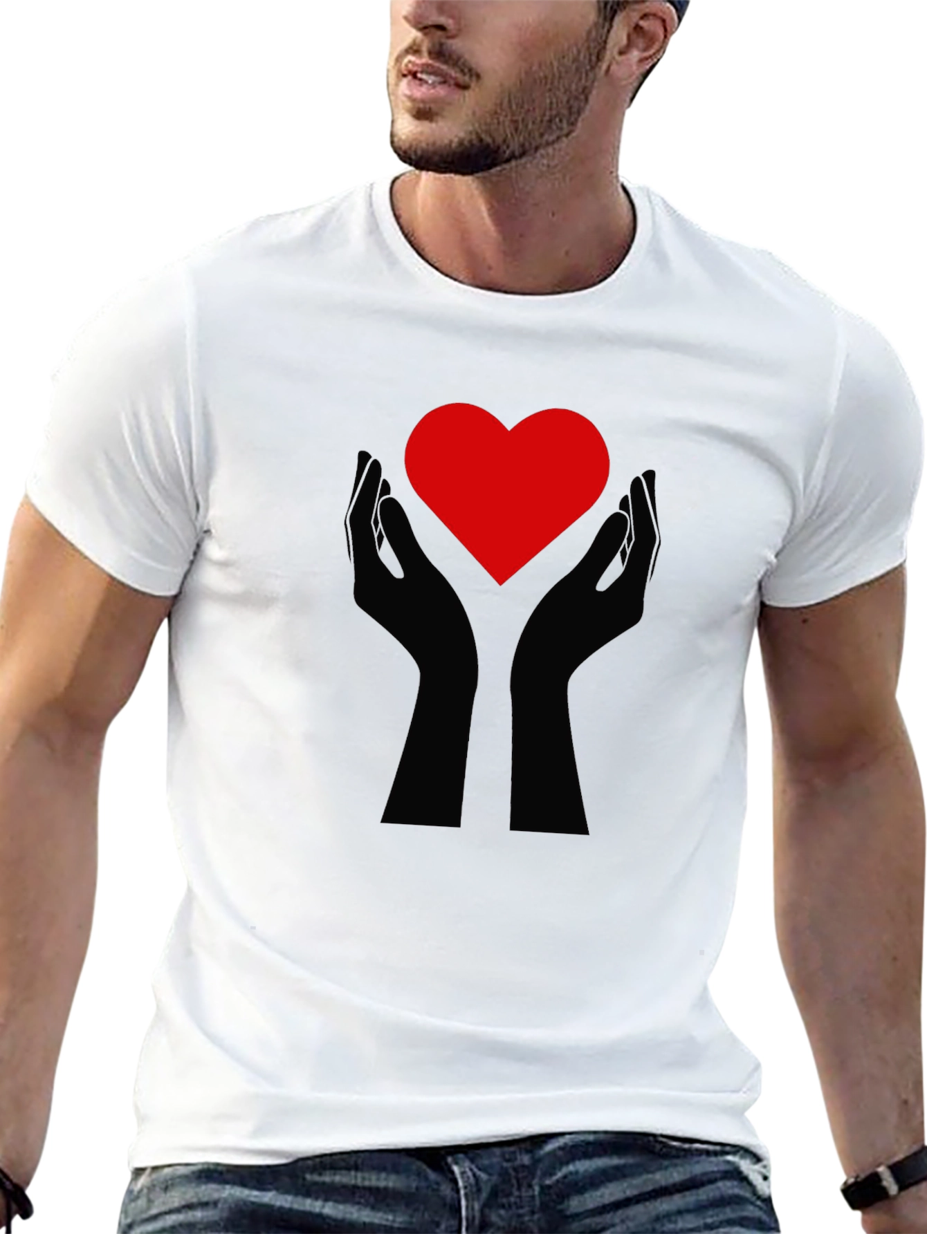 Heart Hands Graphic Tee - Black Cotton Comfort