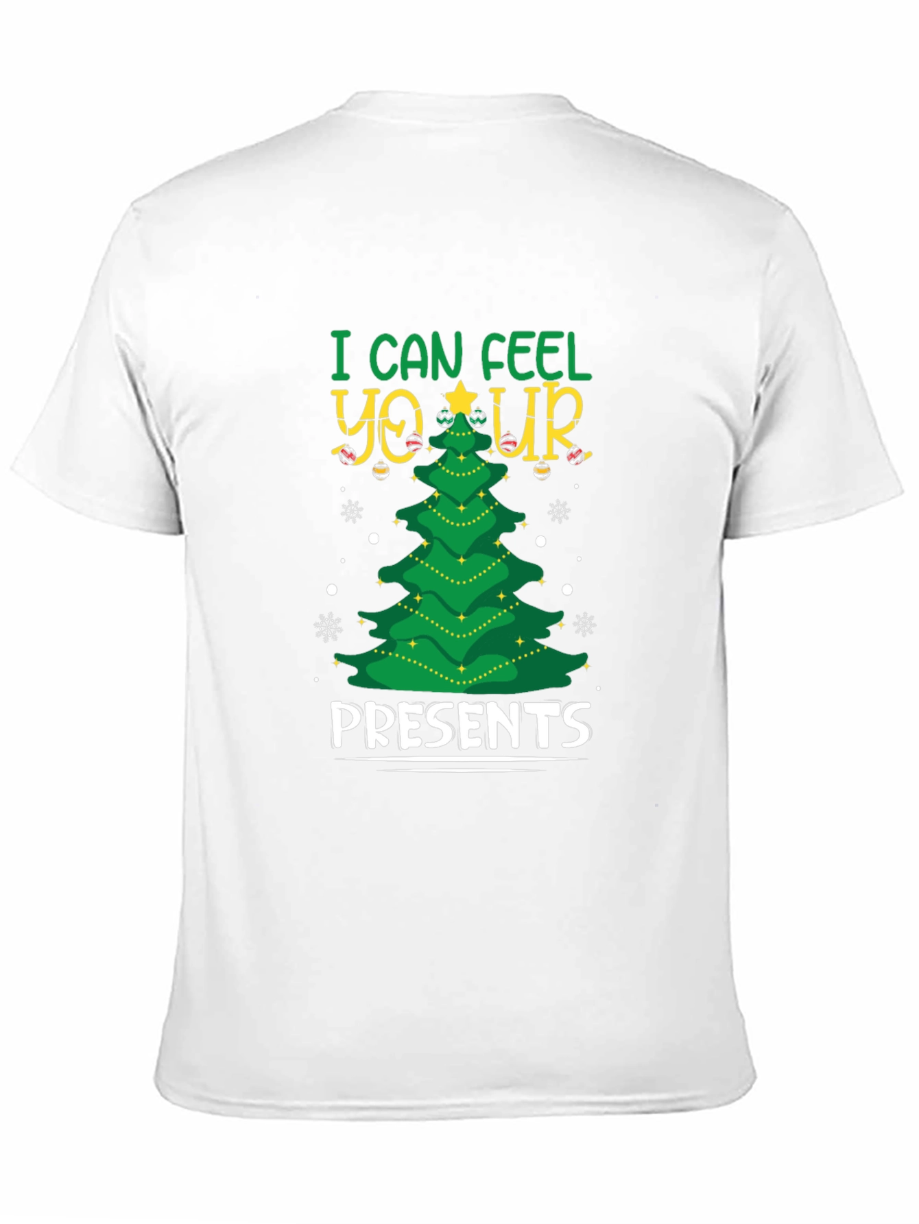 I Can Feel Your Presents Christmas Tree Black T-Shirt