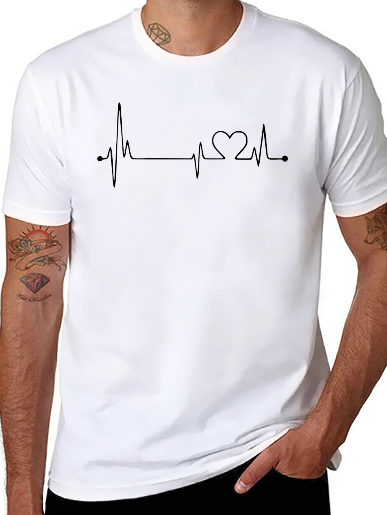 Heartbeat Heart Love Tee - Black