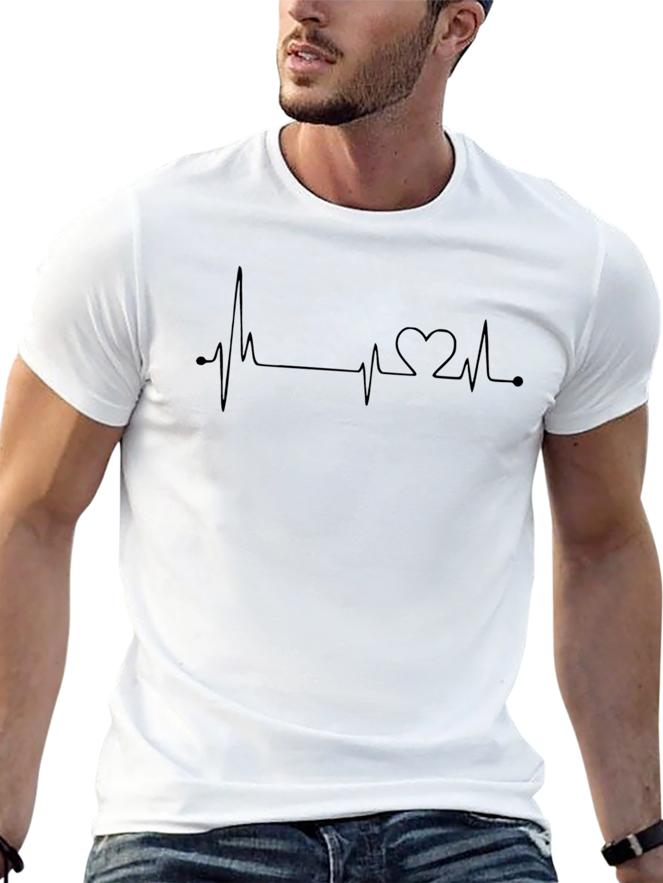 Heartbeat Heart Love Tee - Black