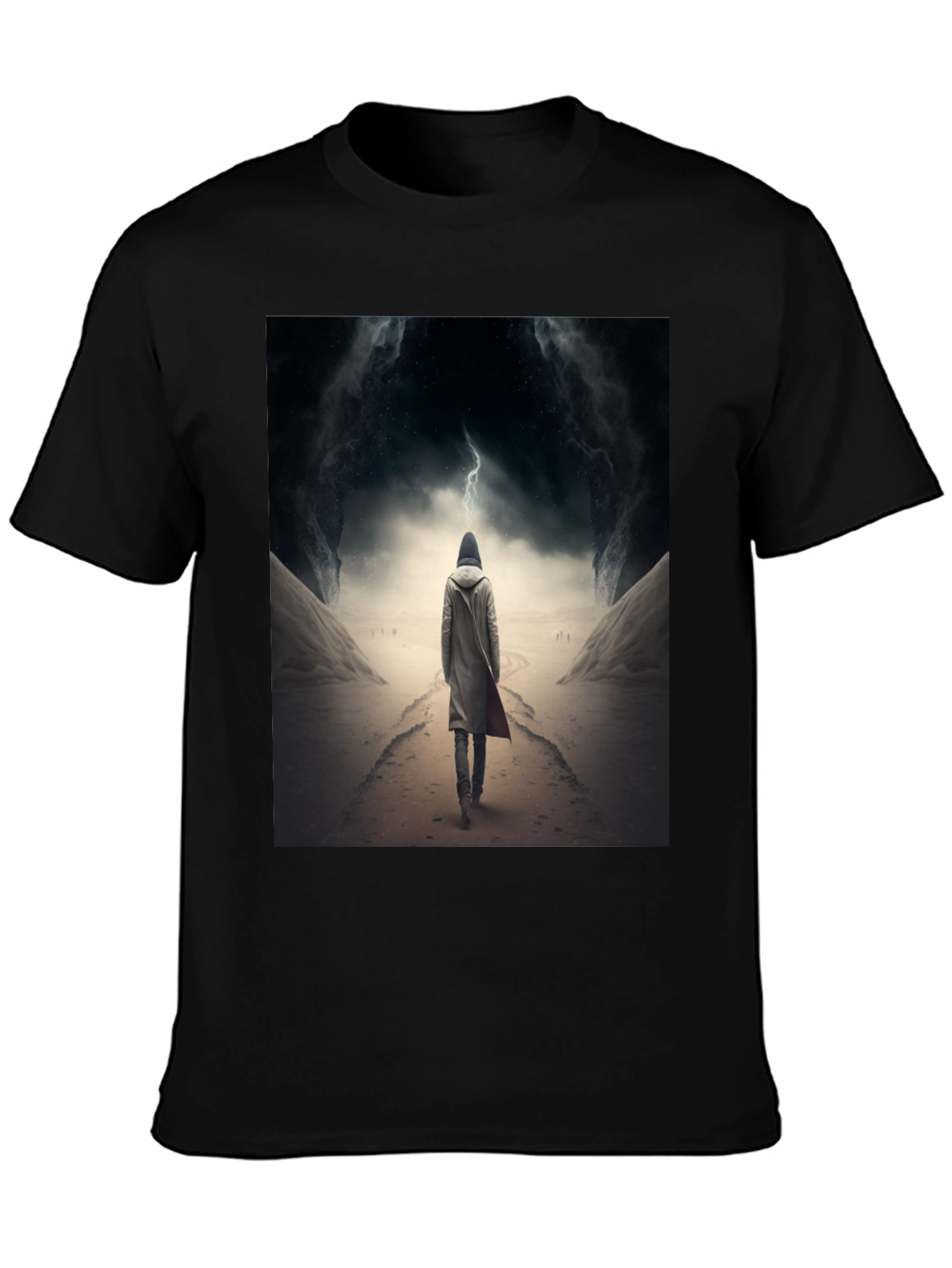 Hooded Figure Lightning Black T-Shirt