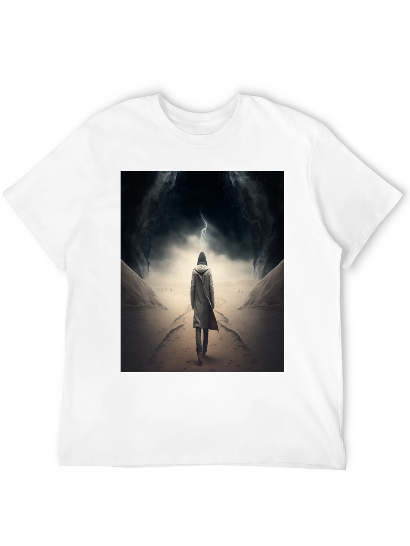 Hooded Figure Lightning Black T-Shirt