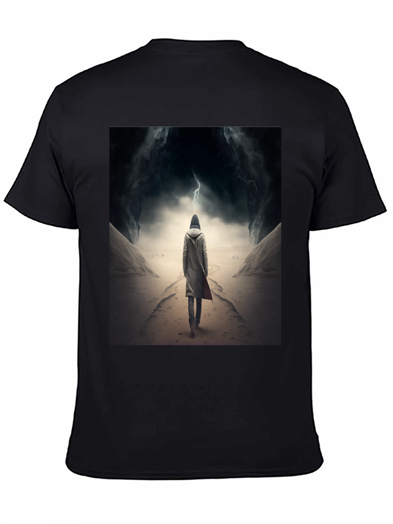 Hooded Figure Lightning Black T-Shirt