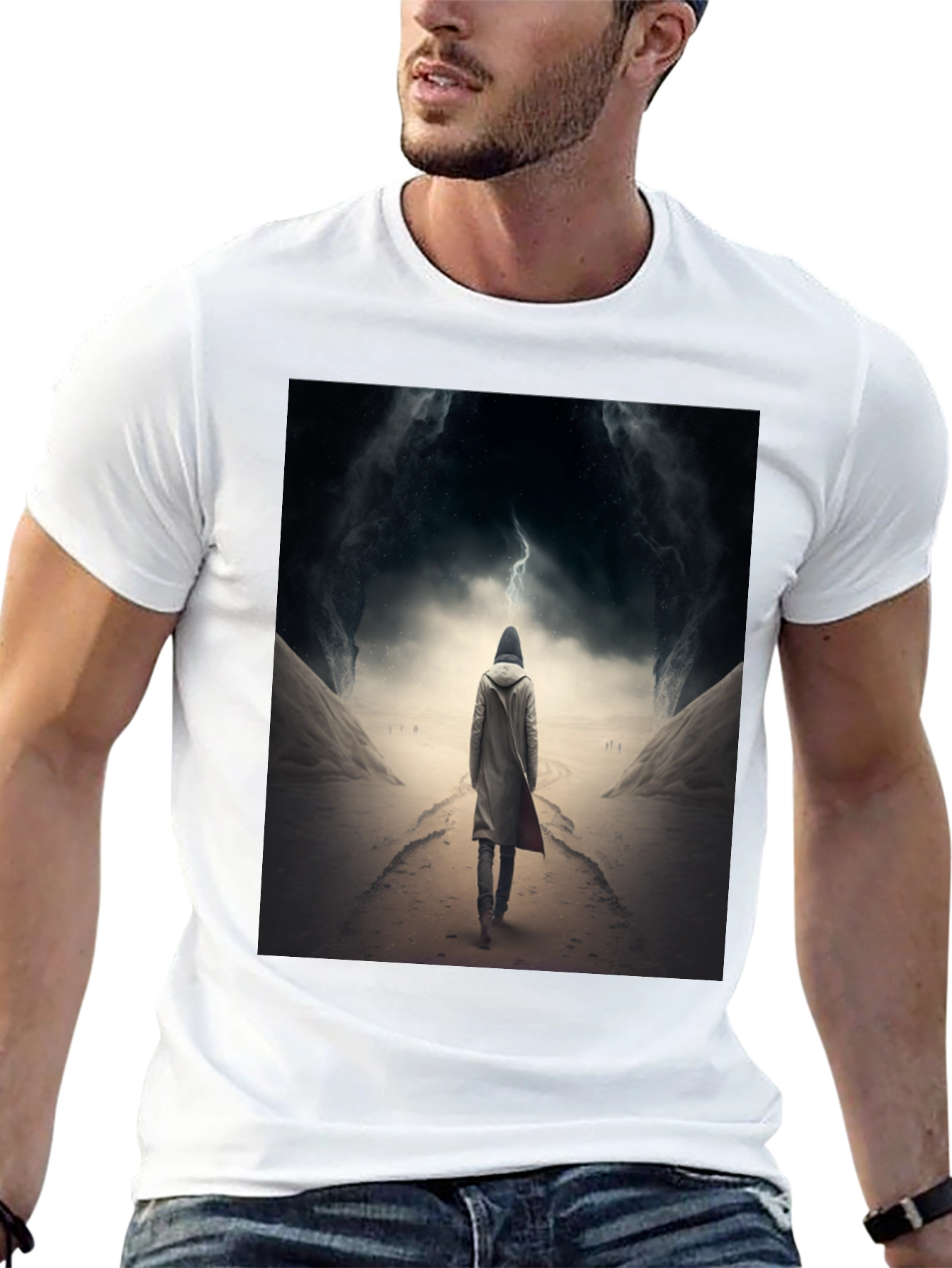 Hooded Figure Lightning Black T-Shirt