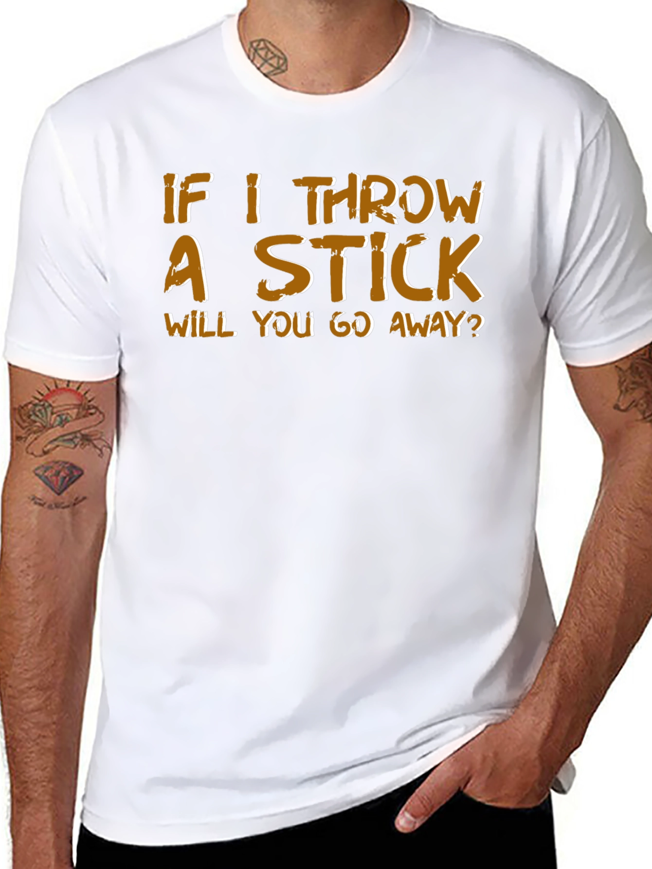 Humorous If I Throw a Stick Graphic Tee