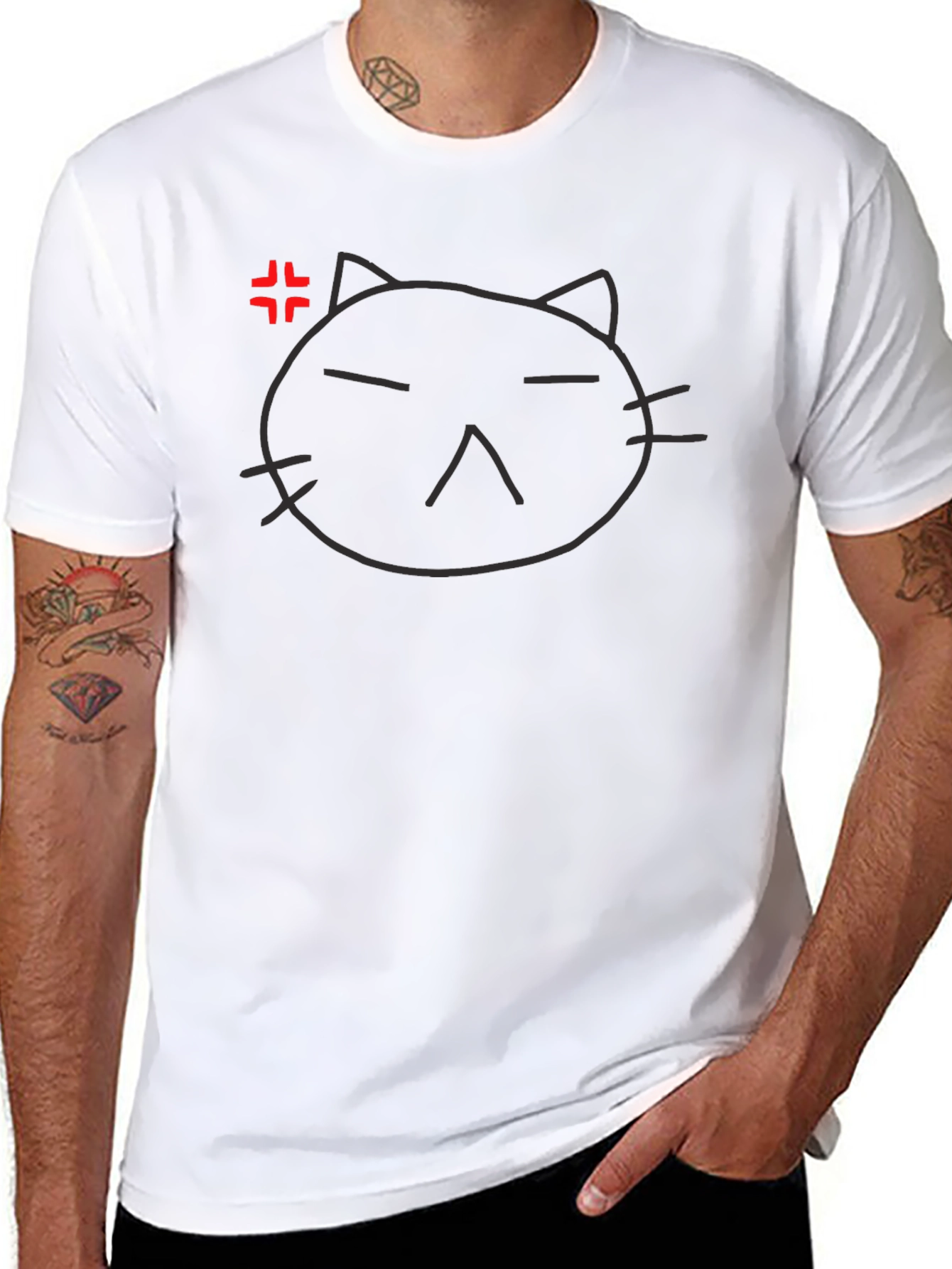 Angry Cat Graphic Tee - Unisex Black T-Shirt