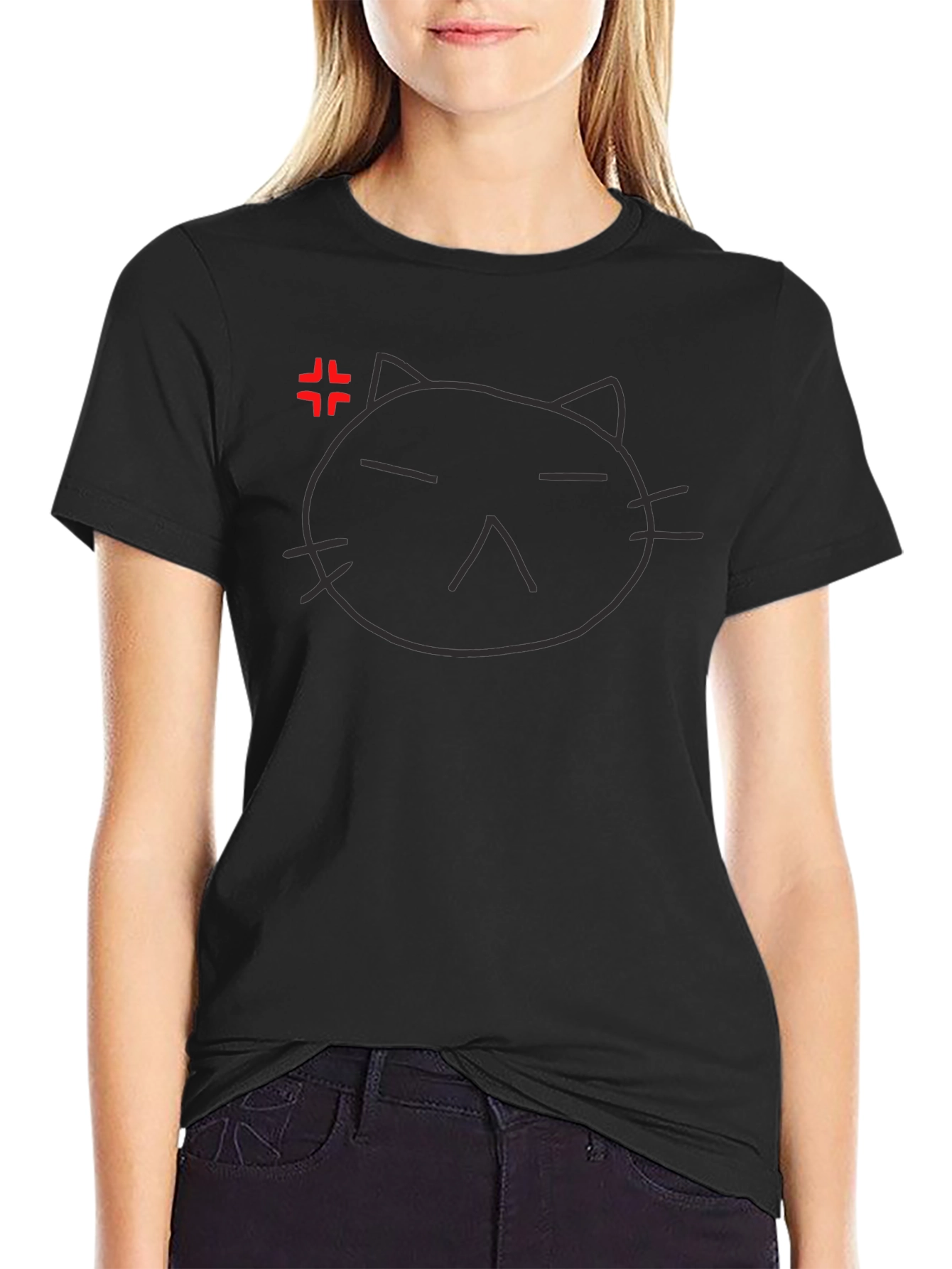Angry Cat Graphic Tee - Unisex Black T-Shirt