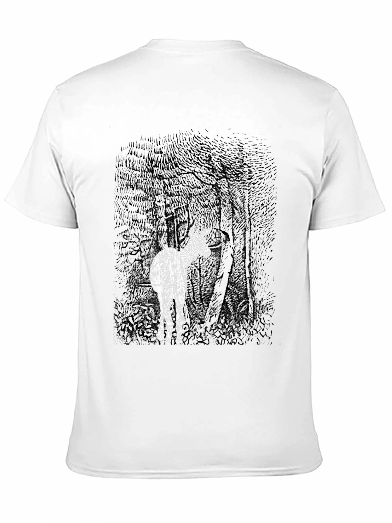 Abstract Deer in Woods Graphic Tee - Black