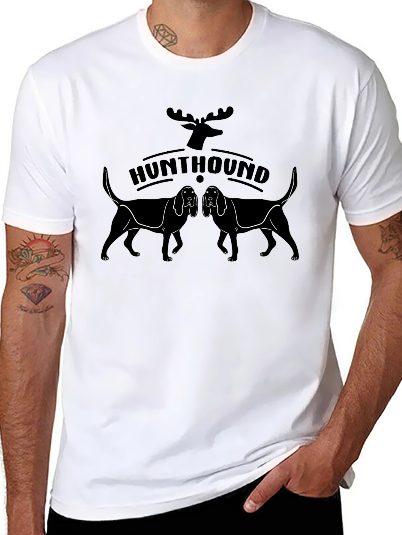 Hunt Hound Tee - Black Graphic Print