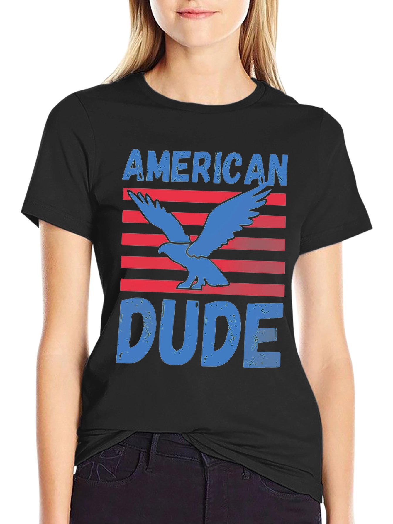 American Dude Eagle Graphic T-Shirt - Patriotic Style