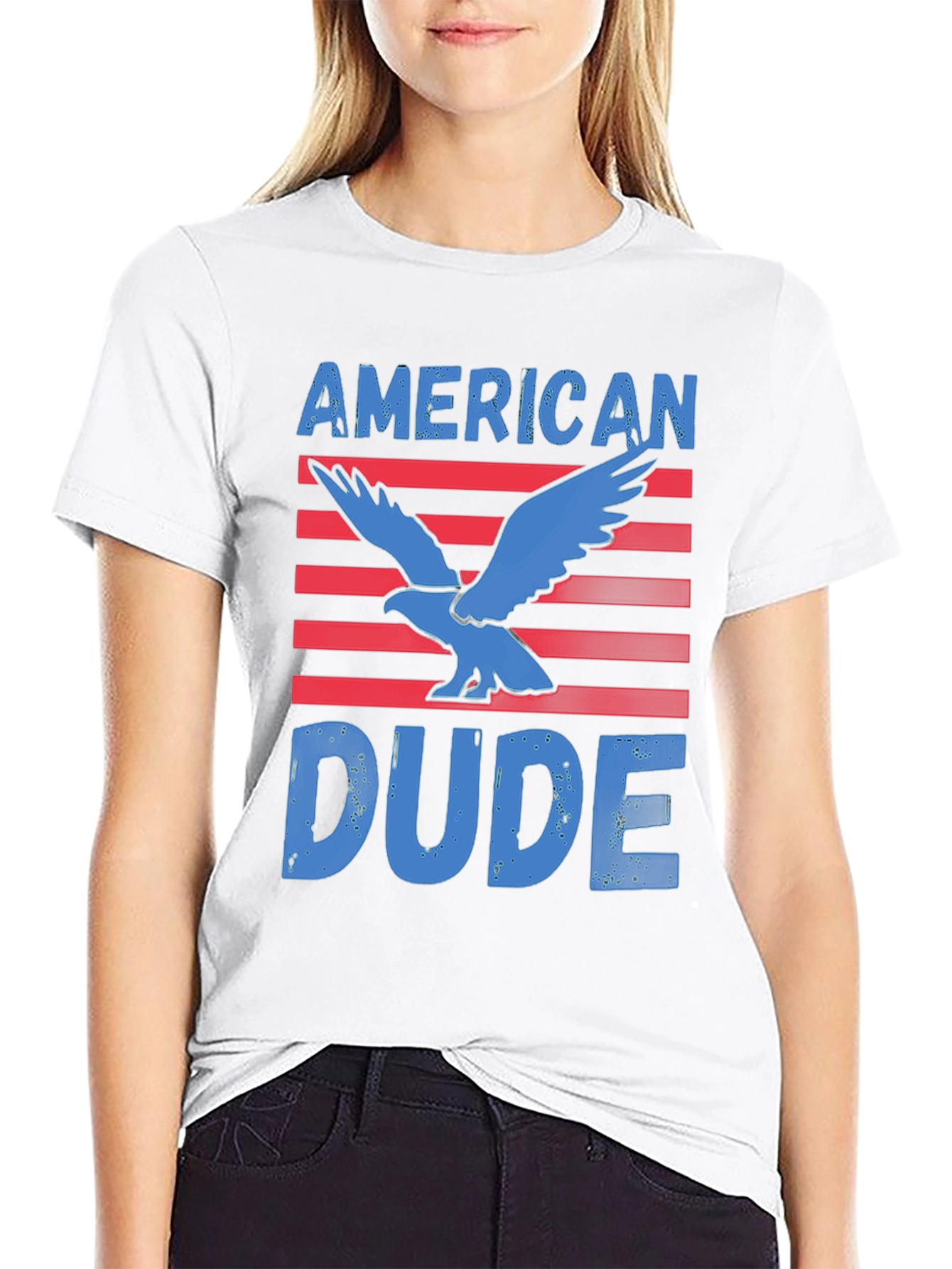 American Dude Eagle Graphic T-Shirt - Patriotic Style
