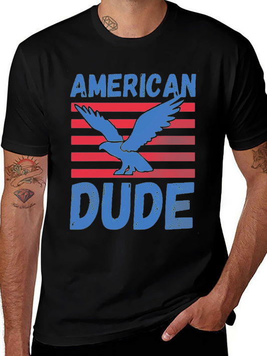 American Dude Eagle Graphic T-Shirt - Patriotic Style