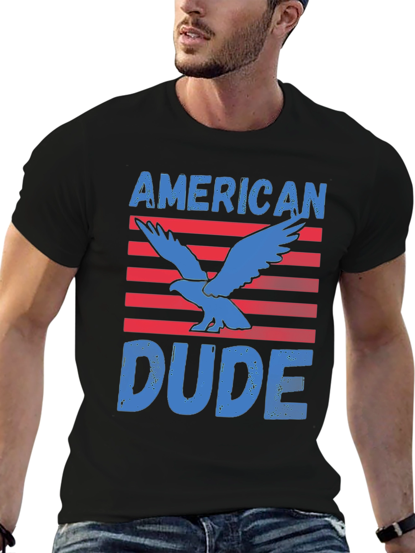 American Dude Eagle Graphic T-Shirt - Patriotic Style