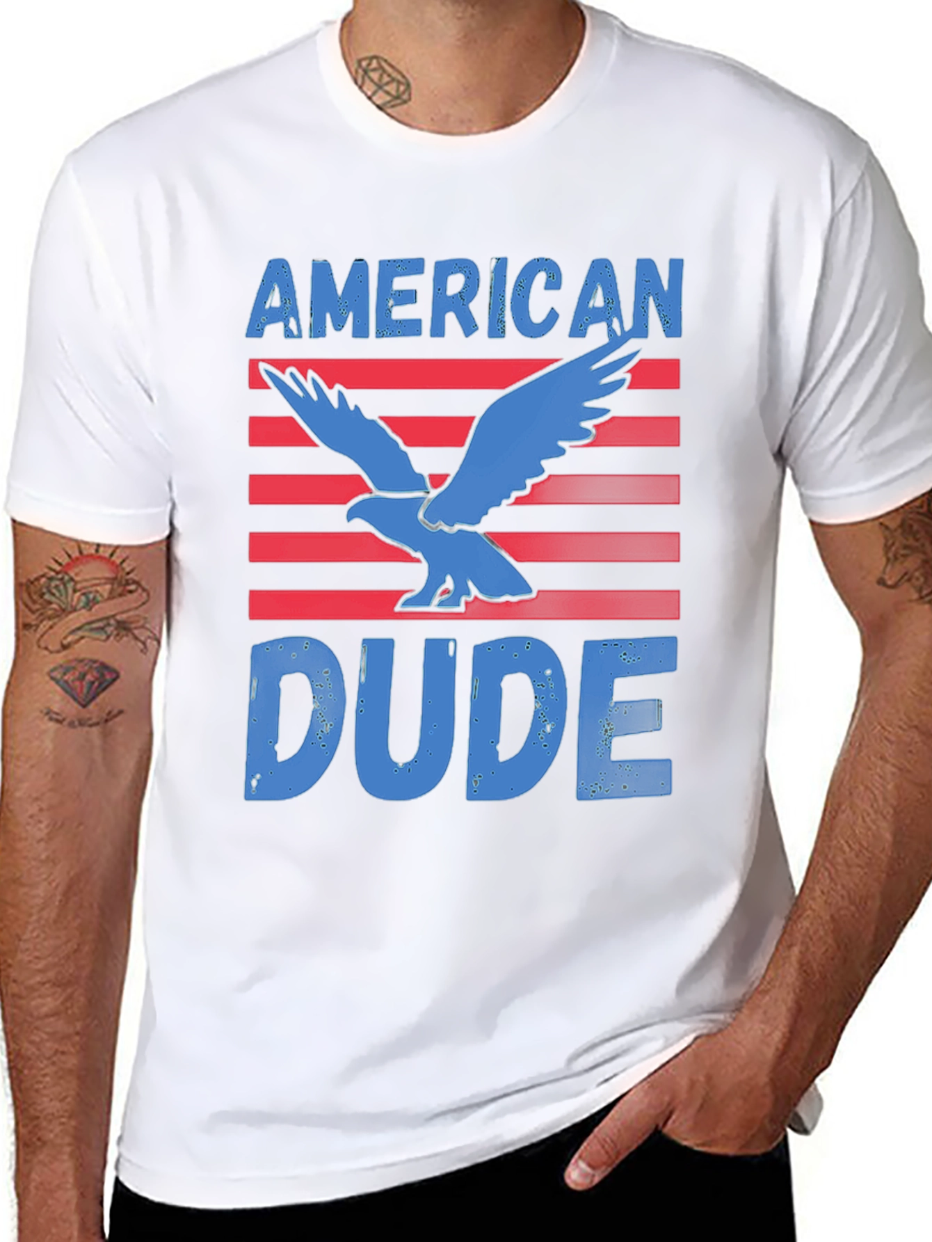 American Dude Eagle Graphic T-Shirt - Patriotic Style