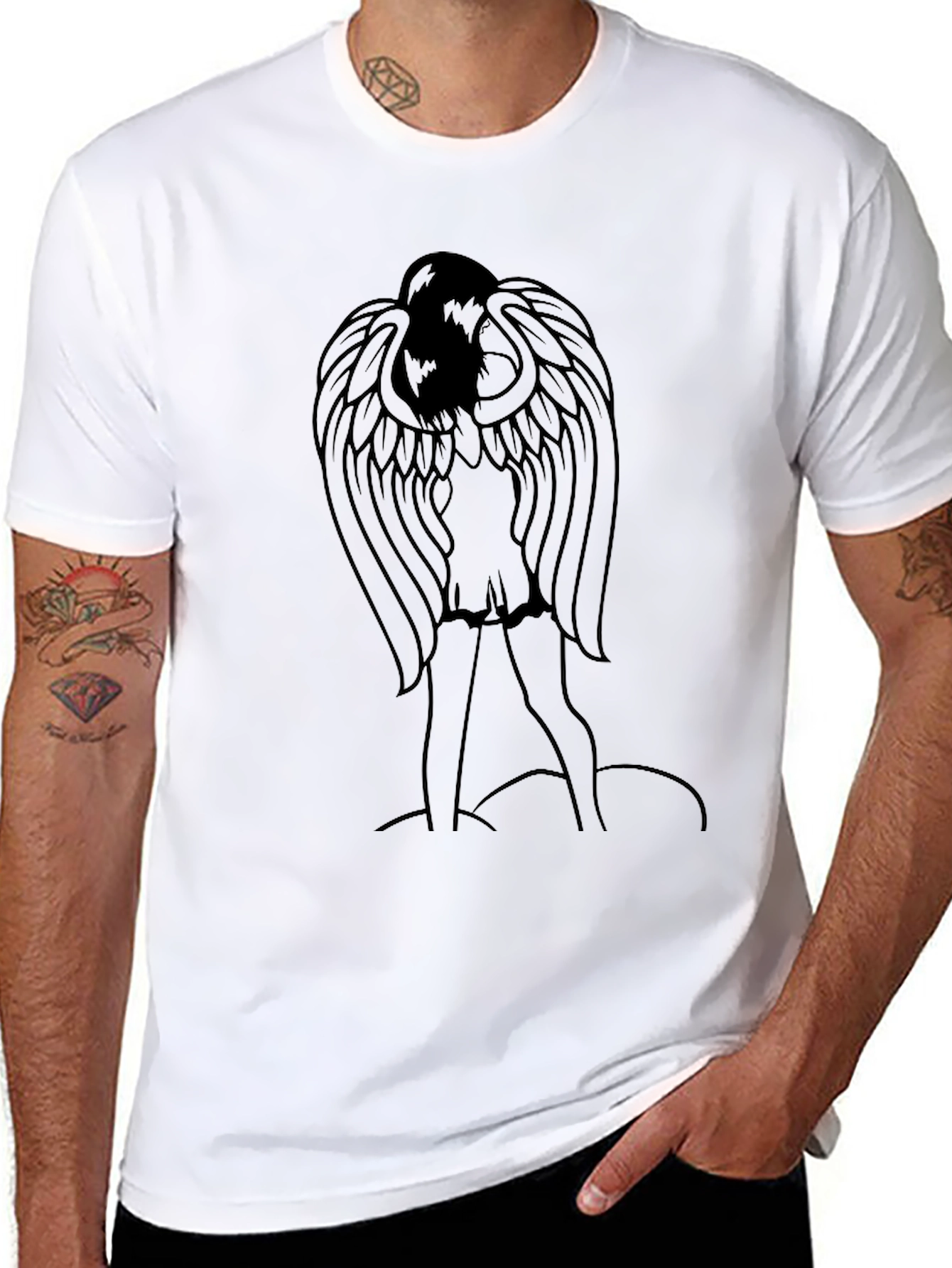 Angel Wings Graphic Black T-Shirt