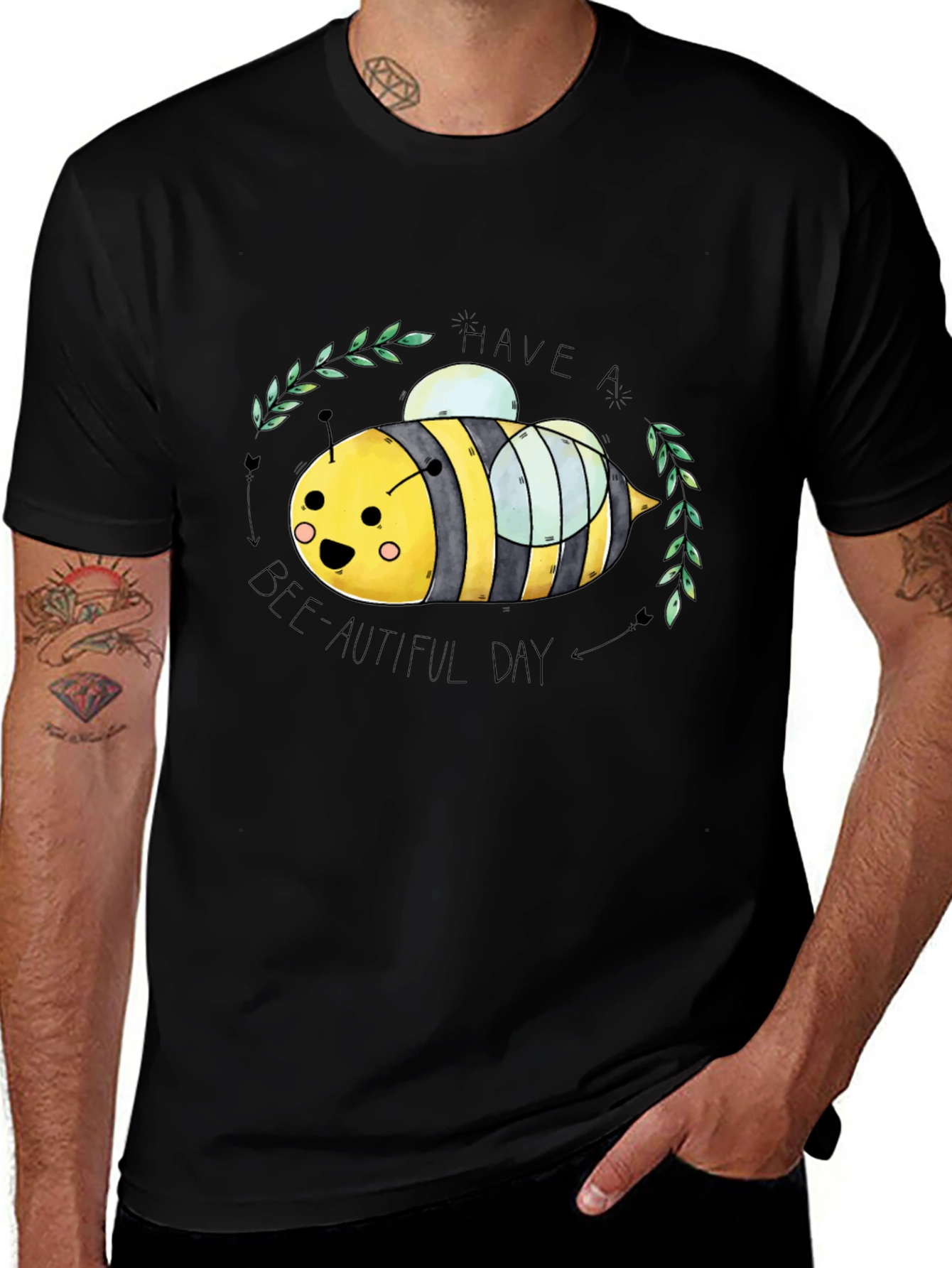 Have a Bee-Autiful Day Graphic Tee - Black