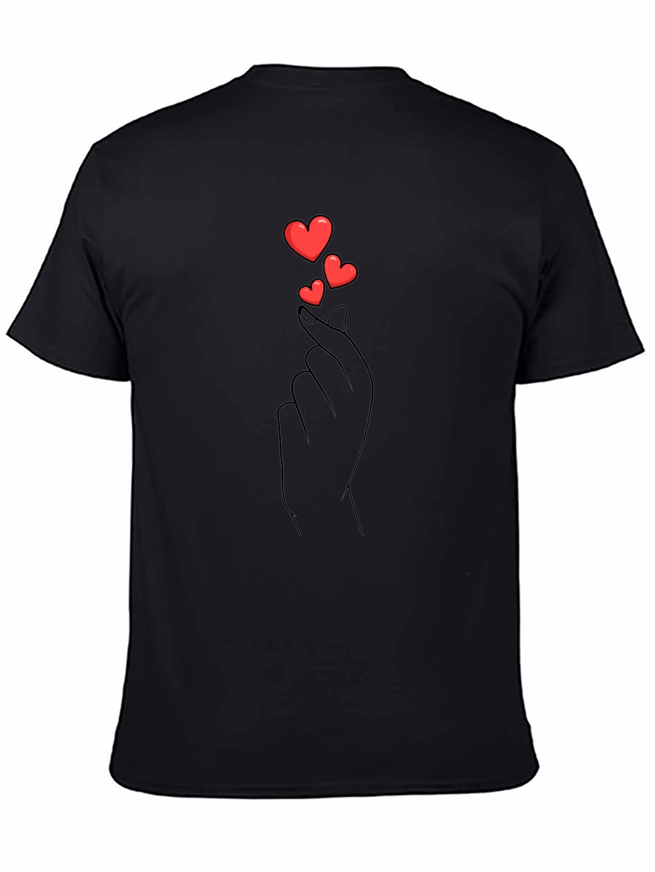 Heart Finger Love Gesture Graphic Black Tee