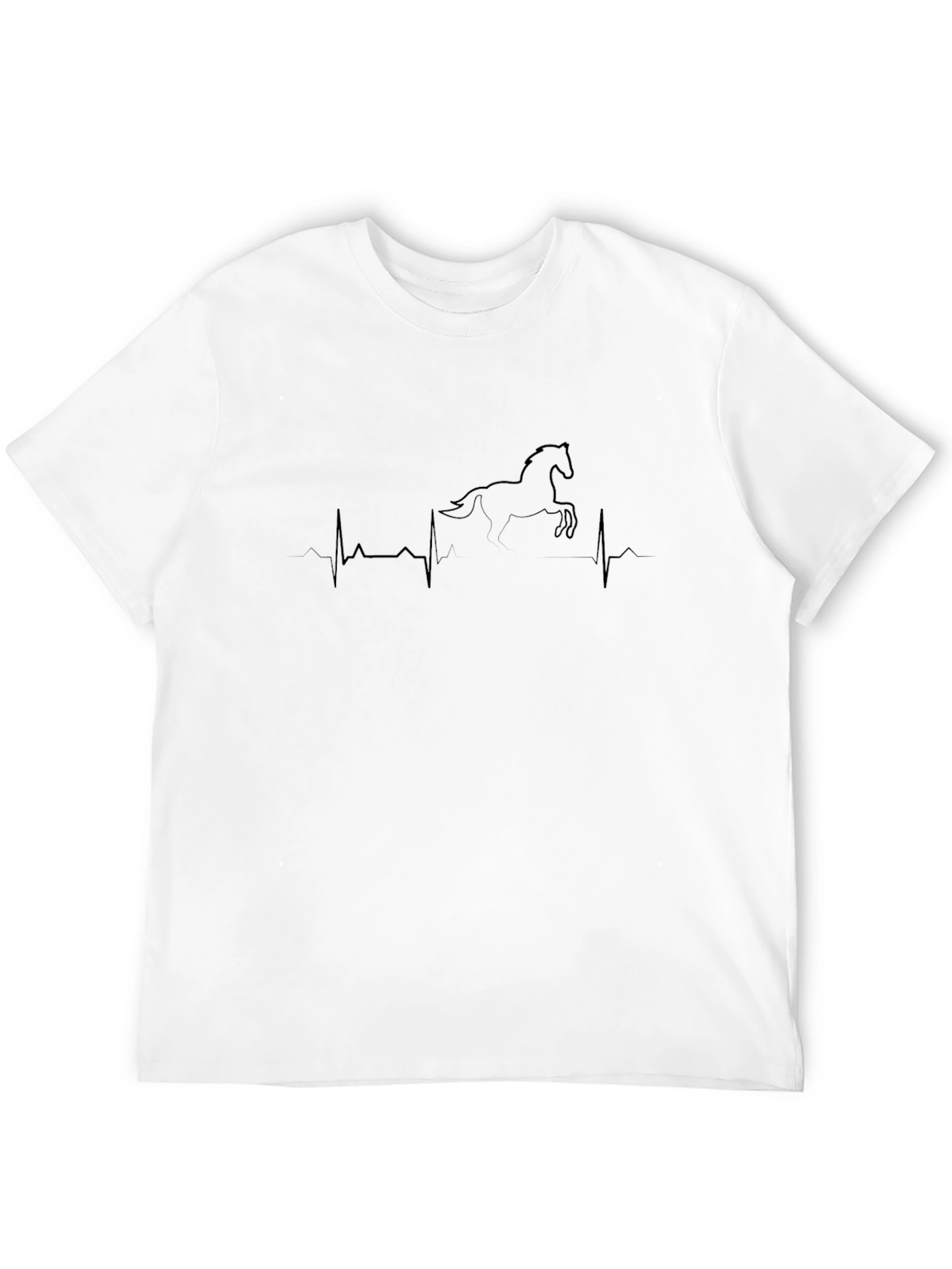 Horse Heartbeat Graphic Tee - Black Cotton T-Shirt
