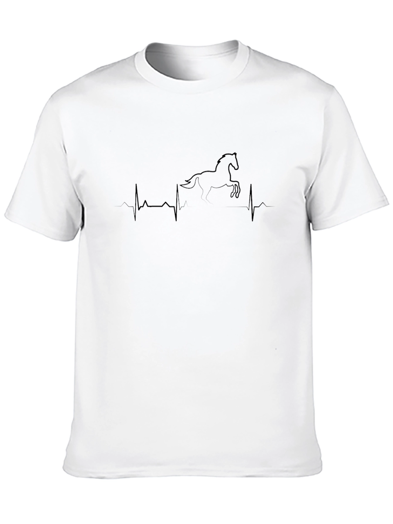 Horse Heartbeat Graphic Tee - Black Cotton T-Shirt