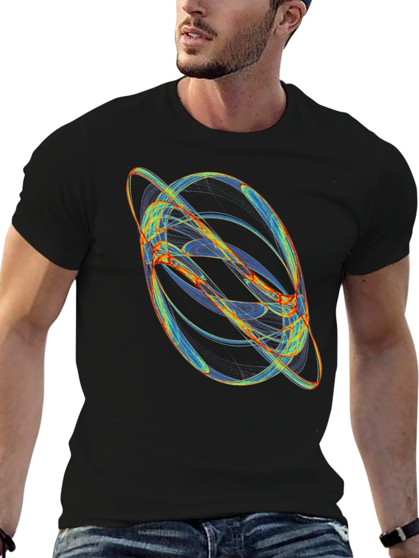Abstract Orbit Graphic Black T-Shirt