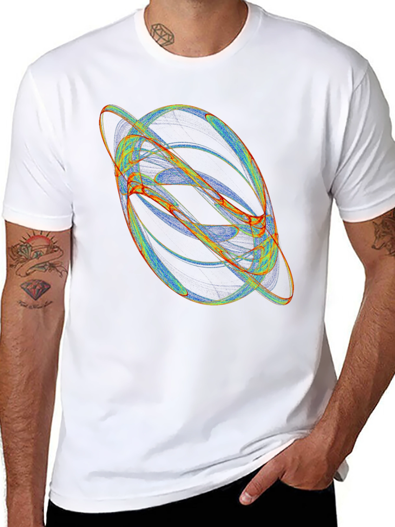 Abstract Orbit Graphic Black T-Shirt