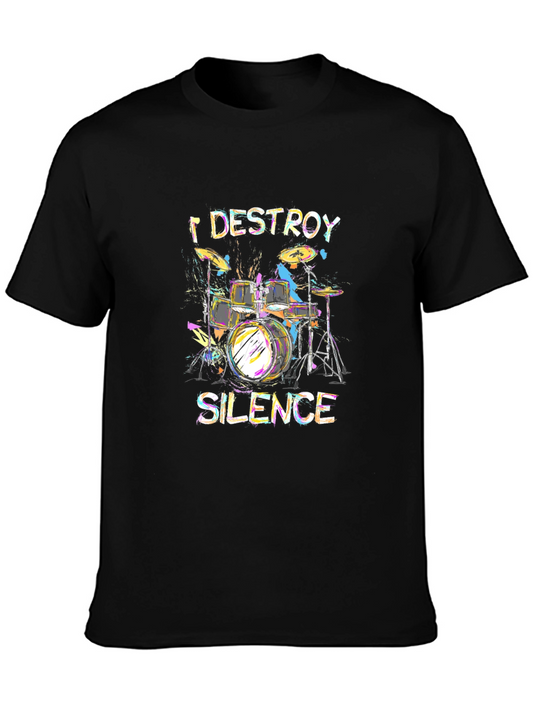 I Destroy Silence Drum Set Graphic T-Shirt