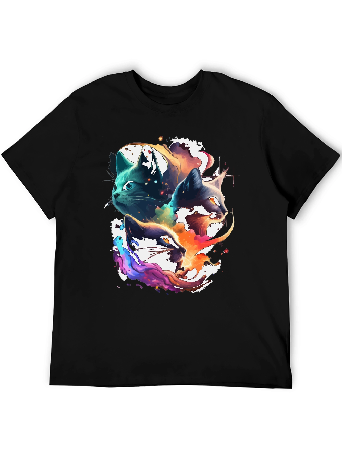 Abstract Cat Head Graphic Print Tee