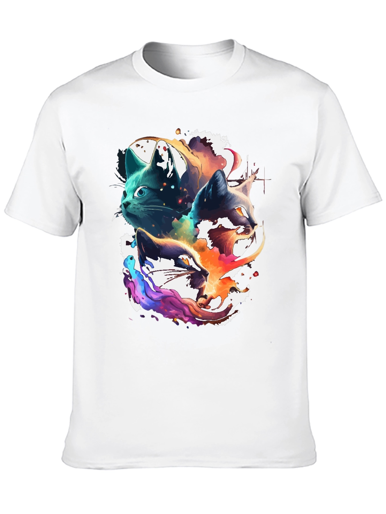 Abstract Cat Head Graphic Print Tee
